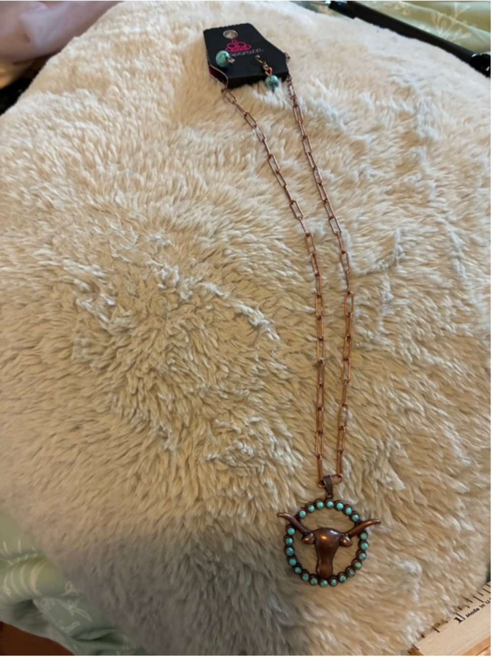 Women's Paparazzi Copper Turquoise Longhorn Necklace One Size